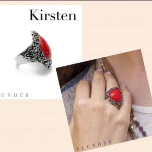 Plunder Kirsten Silver and Red Ring-NIB